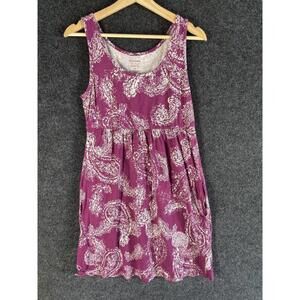 Sonoma Dress Women M Medium Purple Paisley Sheath Midi Sleeveless Cotton Casual